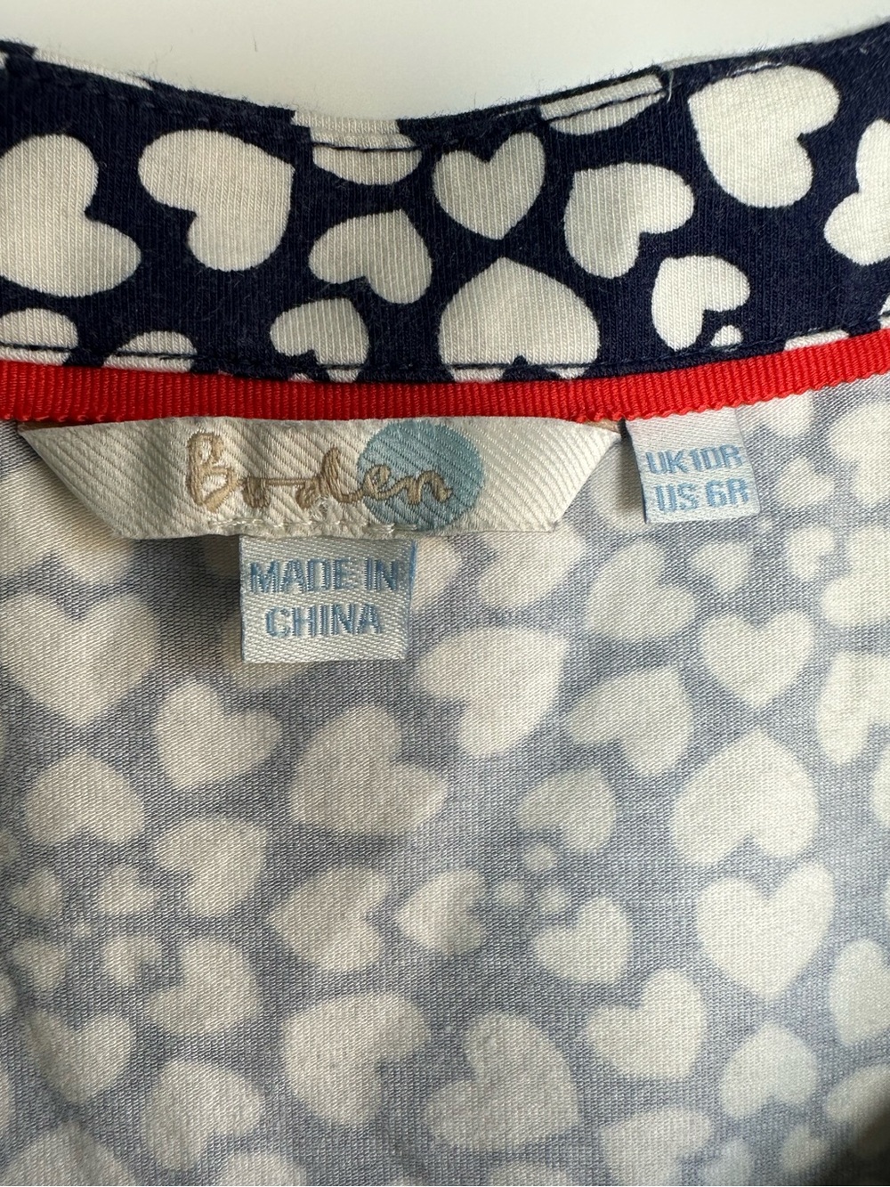 Boden Emmeline blue heart pattern dress sz 6 - Picture 5 of 7